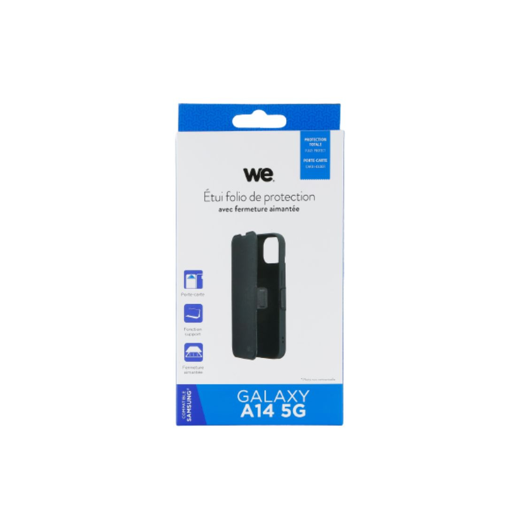 ***WE Etui folio FERMETURE AIMANTEE SAMSUNG GALAXY A14 4G/5G Noir