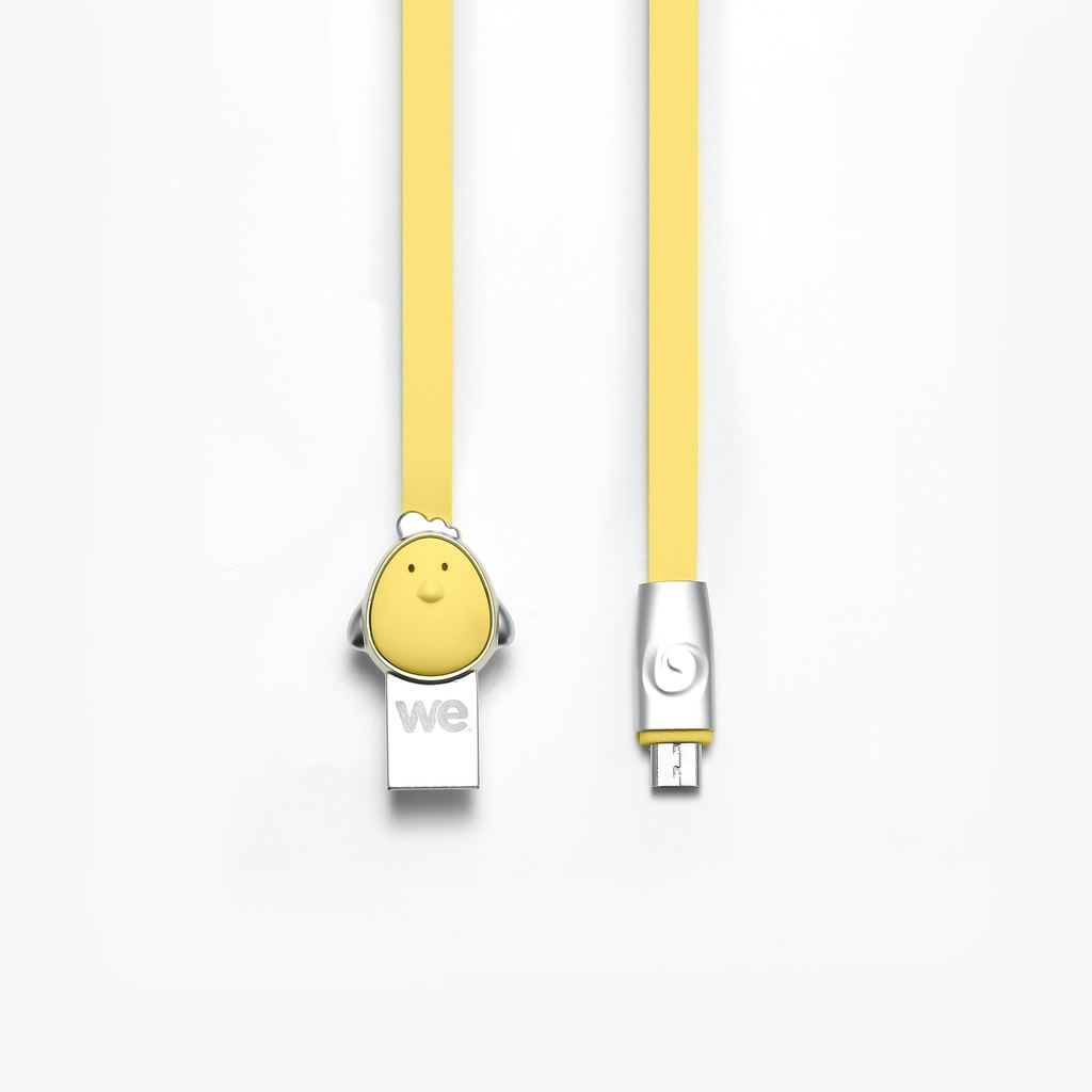 C ble Poule USB/micro USB plat 1m jaune - Connecteurs en zinc