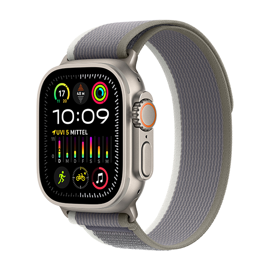 Watch Apple Watch Ultra 2 (2023) LTE 49mm Natural Titanium Case with Trail Loop S/M - Green/Grey