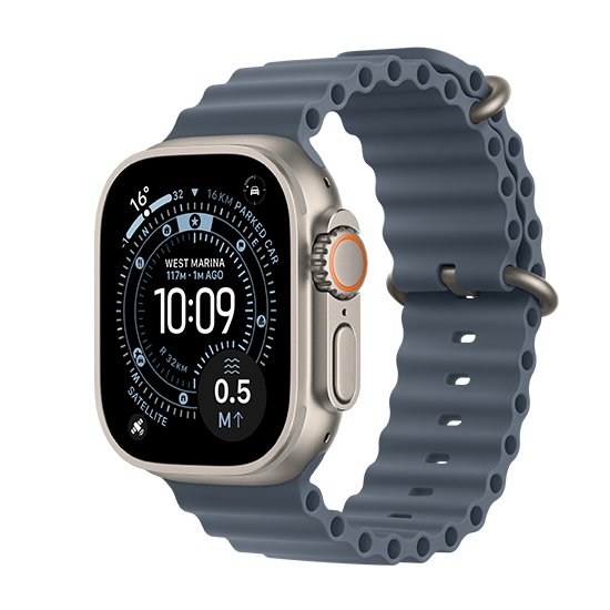 Watch Apple Watch Ultra 3 (2025) 5G 49mm Natural Titanium Case with Ocean Band - Anchor Blue