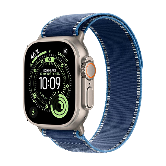 Watch Apple Watch Ultra 3 (2025) 5G 49mm Natural Titanium Case with Trail Loop S/M - Blue/Bright Blue