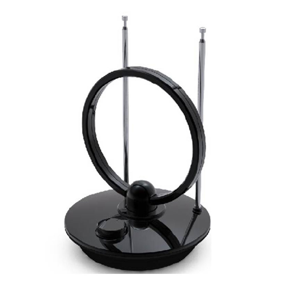 Antenne TV intérieure 50db - ronde amplifiéeUHF/VHFavec filtre 4G noire - gain m