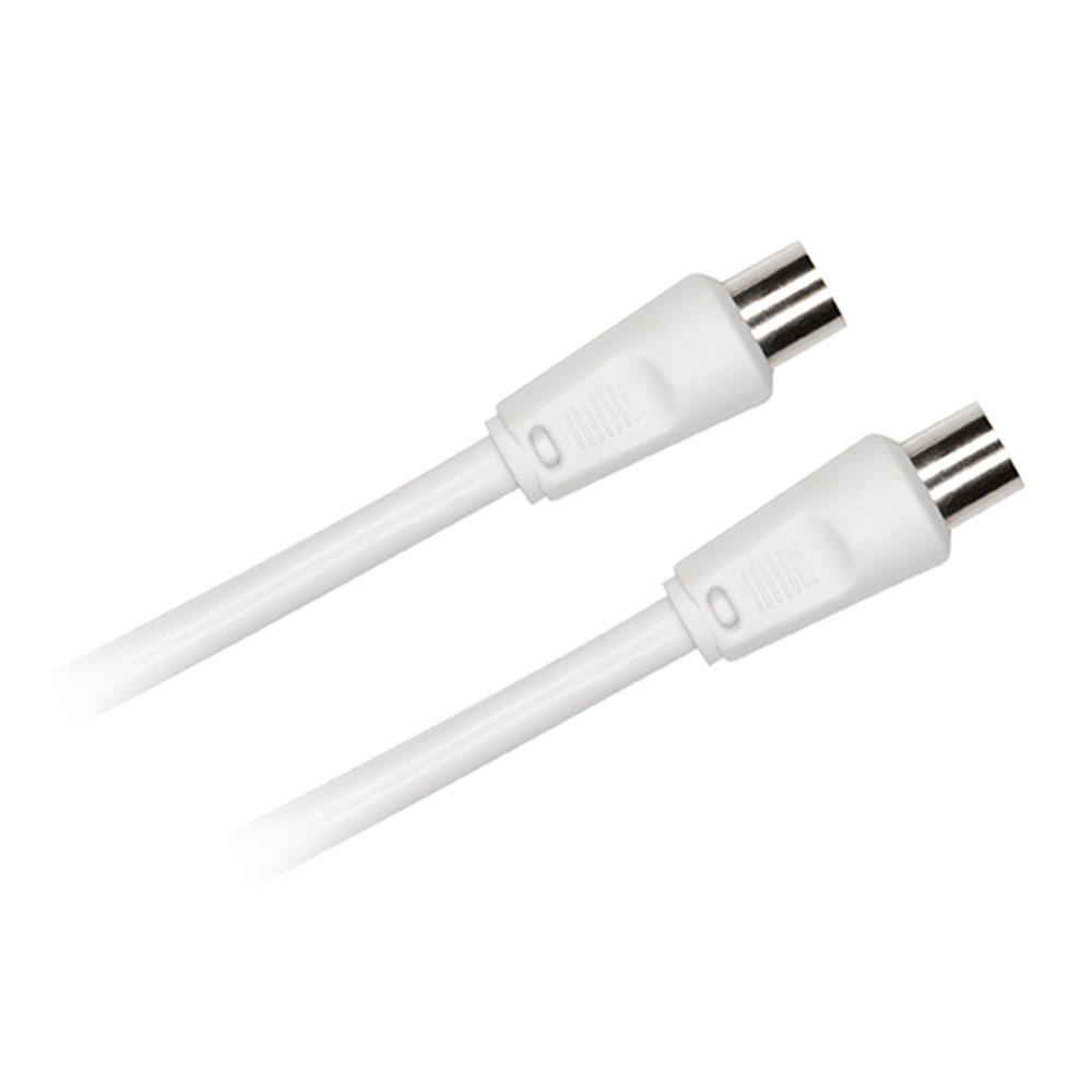 C ble Coaxial m le/femelle 9.52 mm +adaptateur m le/m le 1.50 m,Blanc