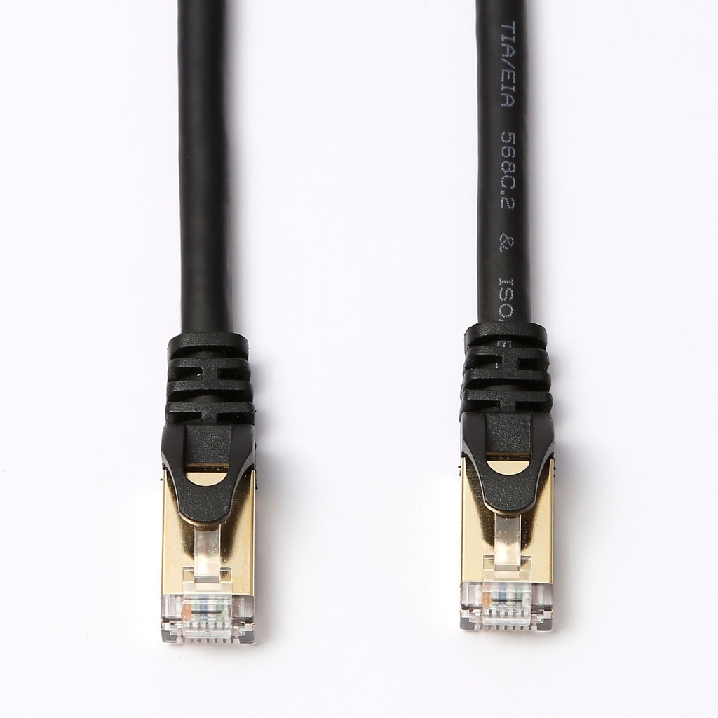 C ble RJ45 droit couleur noir - 5m S/STP Cat 8 avec snagless et connecteurs en o