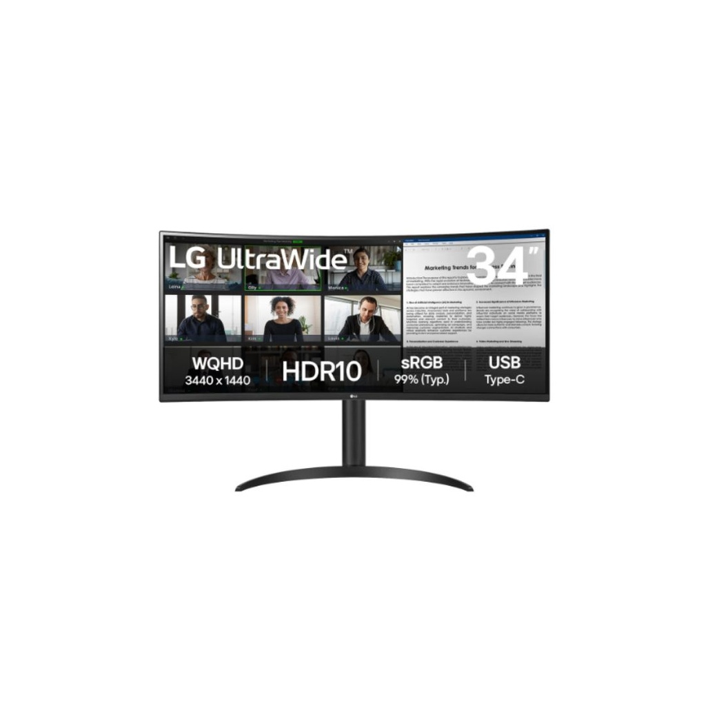 ECRAN LG 34  Noir 34WR50QK-B Incurvé VA 100Hz 21:9 5ms 3440x1440 300cd/m2 2xHDM