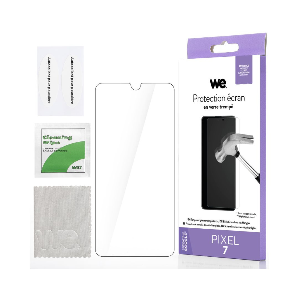 WE Verre trempé GOOGLE PIXEL 7 : Protection écran - anti-rayures - anti-bulles d