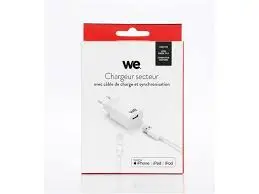 Bundle chargeur voiture+c ble light chargeur 1USB x 2.4A - c ble 1.50m blanc - c