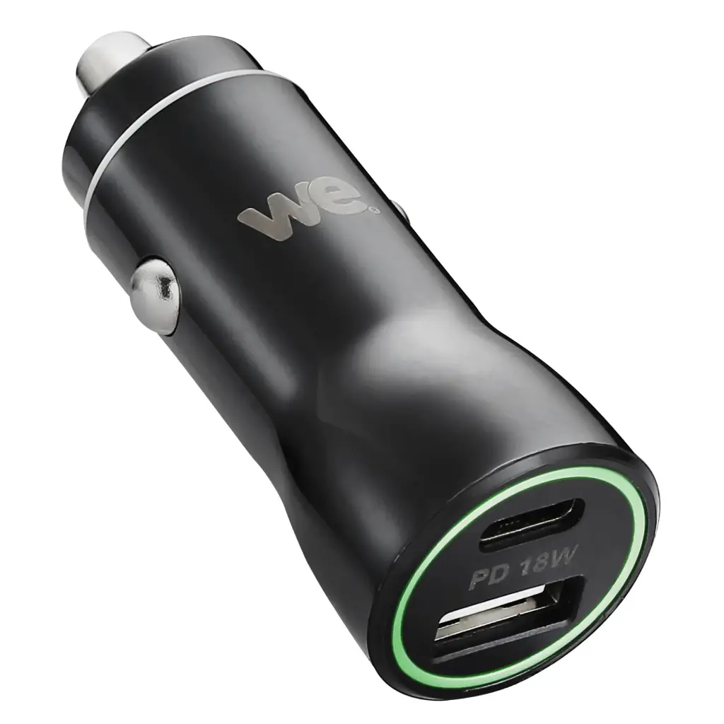 Chargeur allume-cigare WE - 2 ports USB (1 USB-A 5V/2,4A et 1 USB-C V/3A), Total