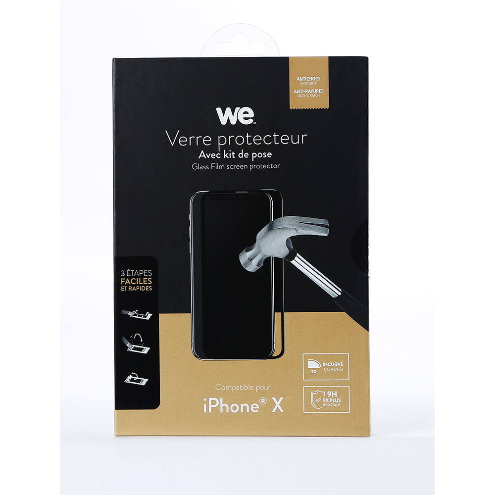 ***WE Verre trempé APPLE IPHONE X / XS - Avec kit de pose