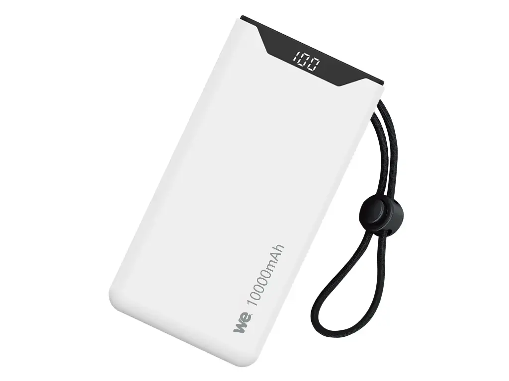 Batterie de secours WE, Power Bank, 10 000 mAh, couleur BLANC 1 port USB-A +1 po