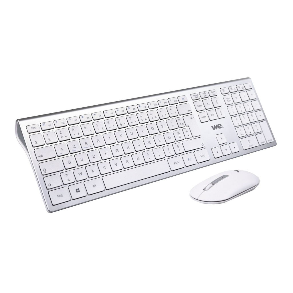 Bundle clavier souris WE sans fil connexion BT et 2.4Ghz aspect Alu, connexion m