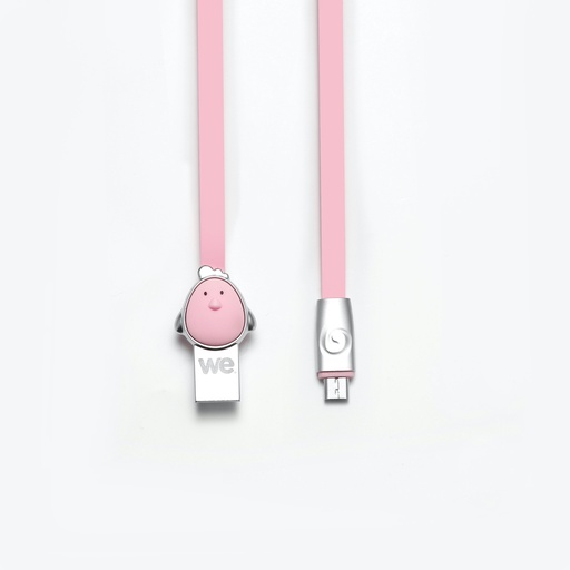 [WEUSBMICROPOU100RO] C ble Poule USB/micro USB plat 1m rose - Connecteurs en zinc
