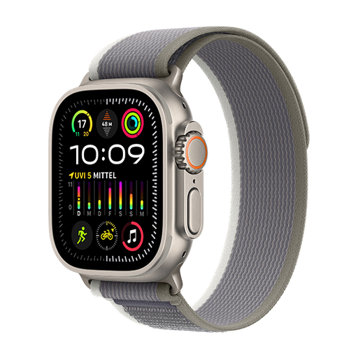 [194253831044] Watch Apple Watch Ultra 2 (2023) LTE 49mm Natural Titanium Case with Trail Loop S/M - Green/Grey