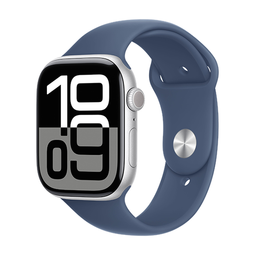 [195949563720] Watch Apple Watch Series 10 GPS 46mm Silver Aluminium Case with Sport Band M/L - Denim