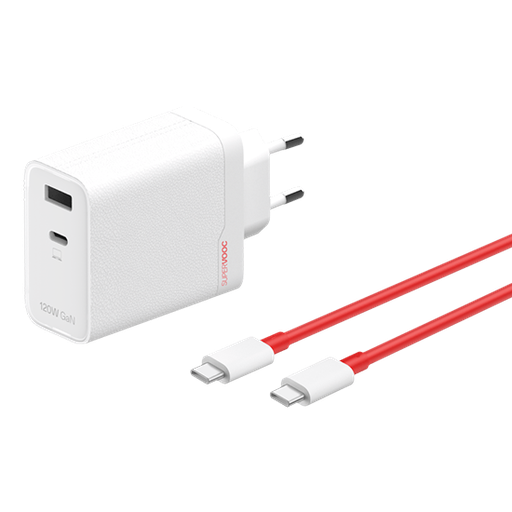 [6921815627715] OnePlus 120W Dual Ports SuperVooc  Adapter + Cable (Type-C + Type-A) - White