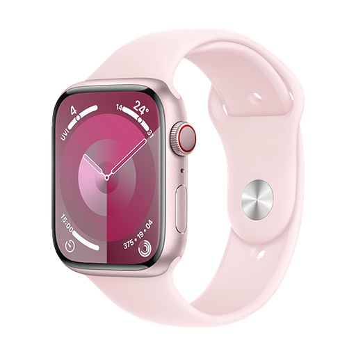 [195949024917] Watch Apple Watch Series 9 Cellular 45mm Pink Aluminium Case with Sport Band S/M - Light Pink