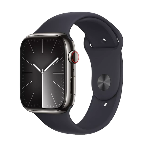 [195949025907] Watch Apple Watch Series¬†9 LTE 45mm Graphite Stainless Steel Case with Sport Band S/M - Midnight