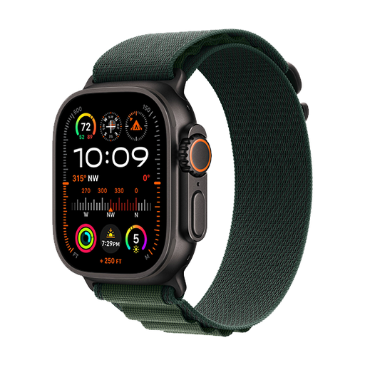 [195949584503] Watch Apple Watch Ultra 2 (2024) LTE 49mm Black Titanium Case with Alpine Loop L - Dark Green
