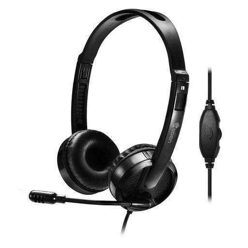 [0-CASFILMICJK] Casque micro HEDEN filaire double jack 3.5mm micro pivotant, arceau réglable noi