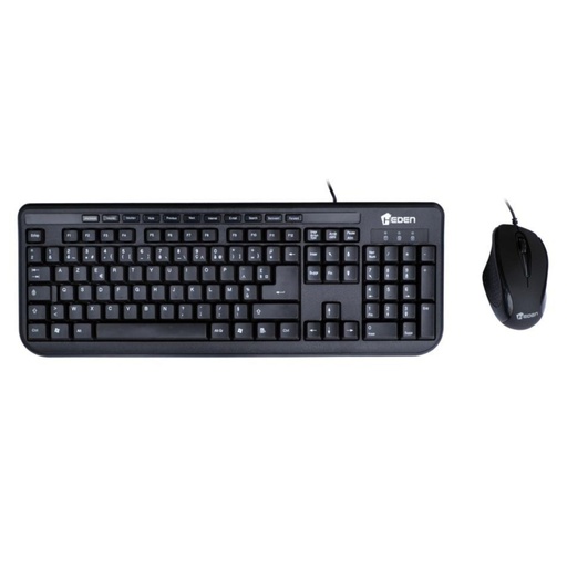 [0-KPC66USBCA] Kit HEDEN clavier souris filaire souris optique 1200 DPI clavier multimedia noir