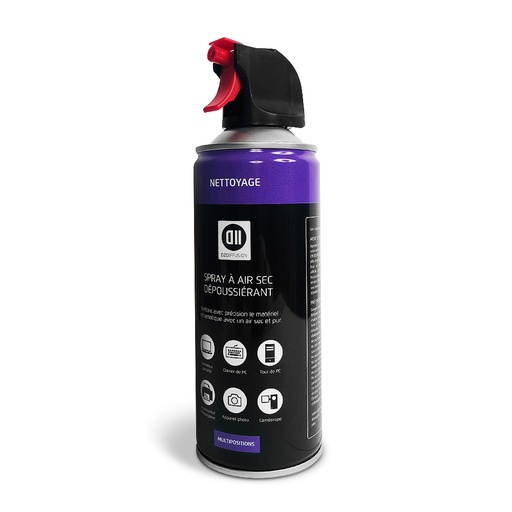 [D2AIR520] Spray à air sec dépoussiérant 520ml brut - 200 ml net Multipositions : t te en h
