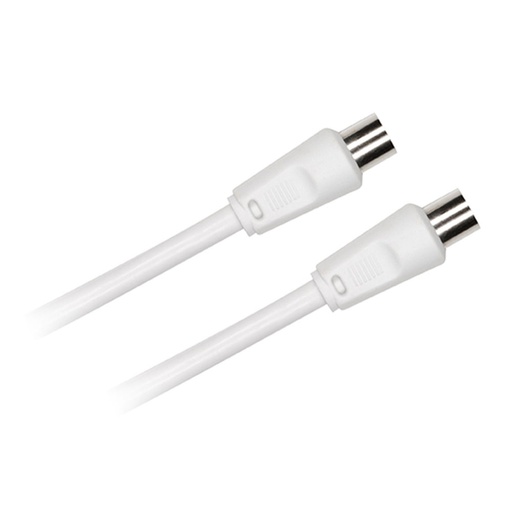 [D2COAX150] C ble Coaxial m le/femelle 9.52 mm +adaptateur m le/m le 1.50 m,Blanc