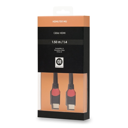 [D2HDMI150MU] C ble HDMI 1.4 m le/m le (3D) 2160p - 1.50 m - Fiches Or