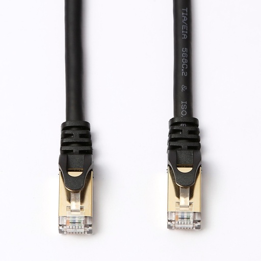 [D2RJ45D500N8] C ble RJ45 droit couleur noir - 5m S/STP Cat 8 avec snagless et connecteurs en o