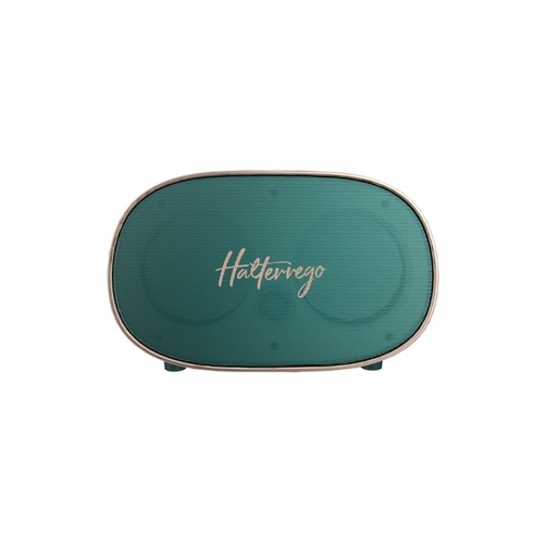 [0-HALENCRT] Enceinte Bluetooth Halterrego style rétro couleur verte. BT V5.0, lecteur de car