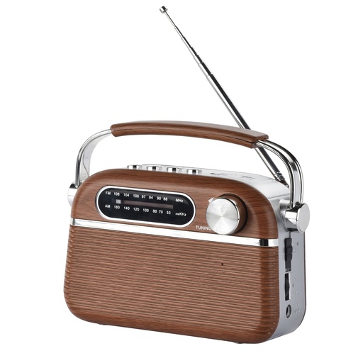 [0-HALRADBOIS] Radio vintage HALTERREGO Aspect bois, AM/FM/SW lecteur USB/ Carte Micro SD prise