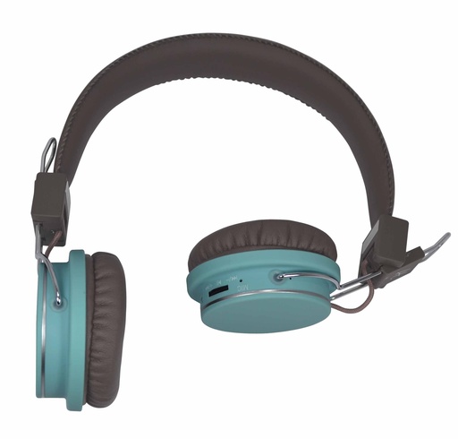 [0-MICHALBMMB] Casque DOUBLE H. marron/blue, bltooth/fil, fonction t l, Lect.Mini-SD