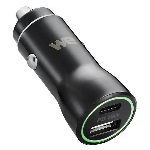 [WEAC1USBC1USBN] Chargeur allume-cigare WE - 2 ports USB (1 USB-A 5V/2,4A et 1 USB-C V/3A), Total