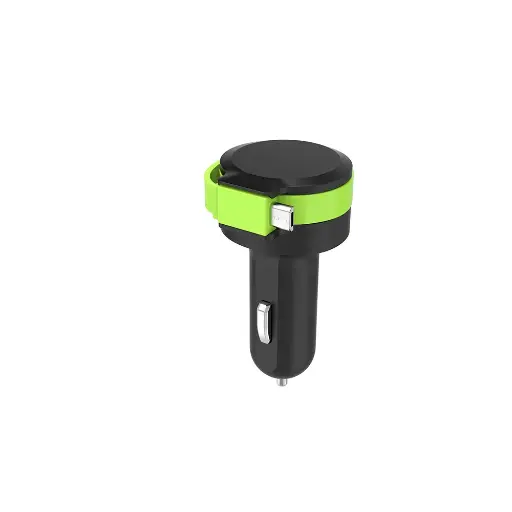 [WEACMICROUSBINT] Charg voiture + c ble micro USB int Chargeur 2.4A - c ble 58cm C ble enroulé + 1