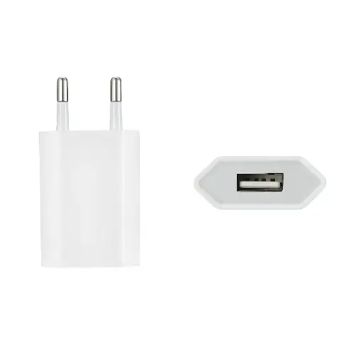 [WEAL1USBB] Chargeur secteur 1 USB 1A = total 5W blanc design plat