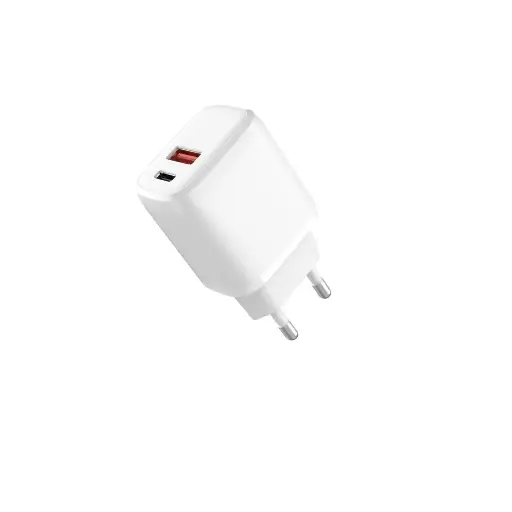 [WEAL1USBC1USBB20W] Chargeur secteur 2 sorties 1 USB A et 1 USB C Capacité totale 3A - 20W - blanc