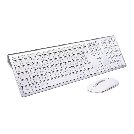 [WECLASOUSFILBTBL] Bundle clavier souris WE sans fil connexion BT et 2.4Ghz aspect Alu, connexion m